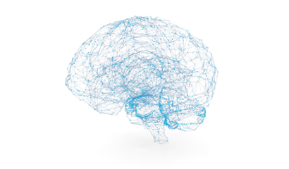 cerebro azul feito de pontinhos